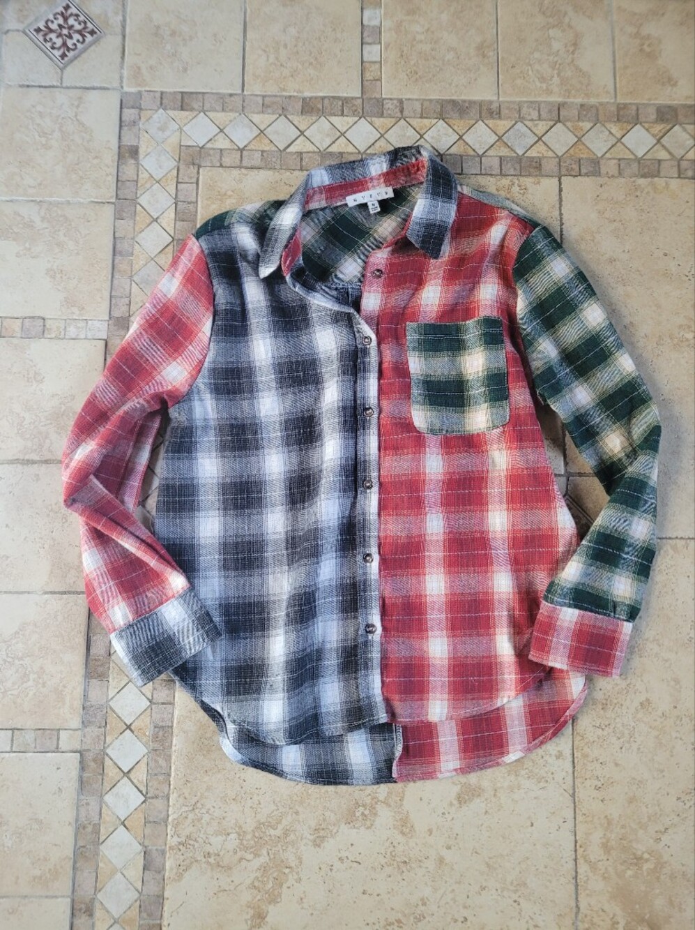 HYFVE Women's Mixed Plaid Button-Down Shirt